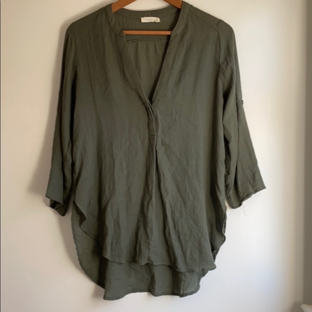 Lush green long tunic shirt